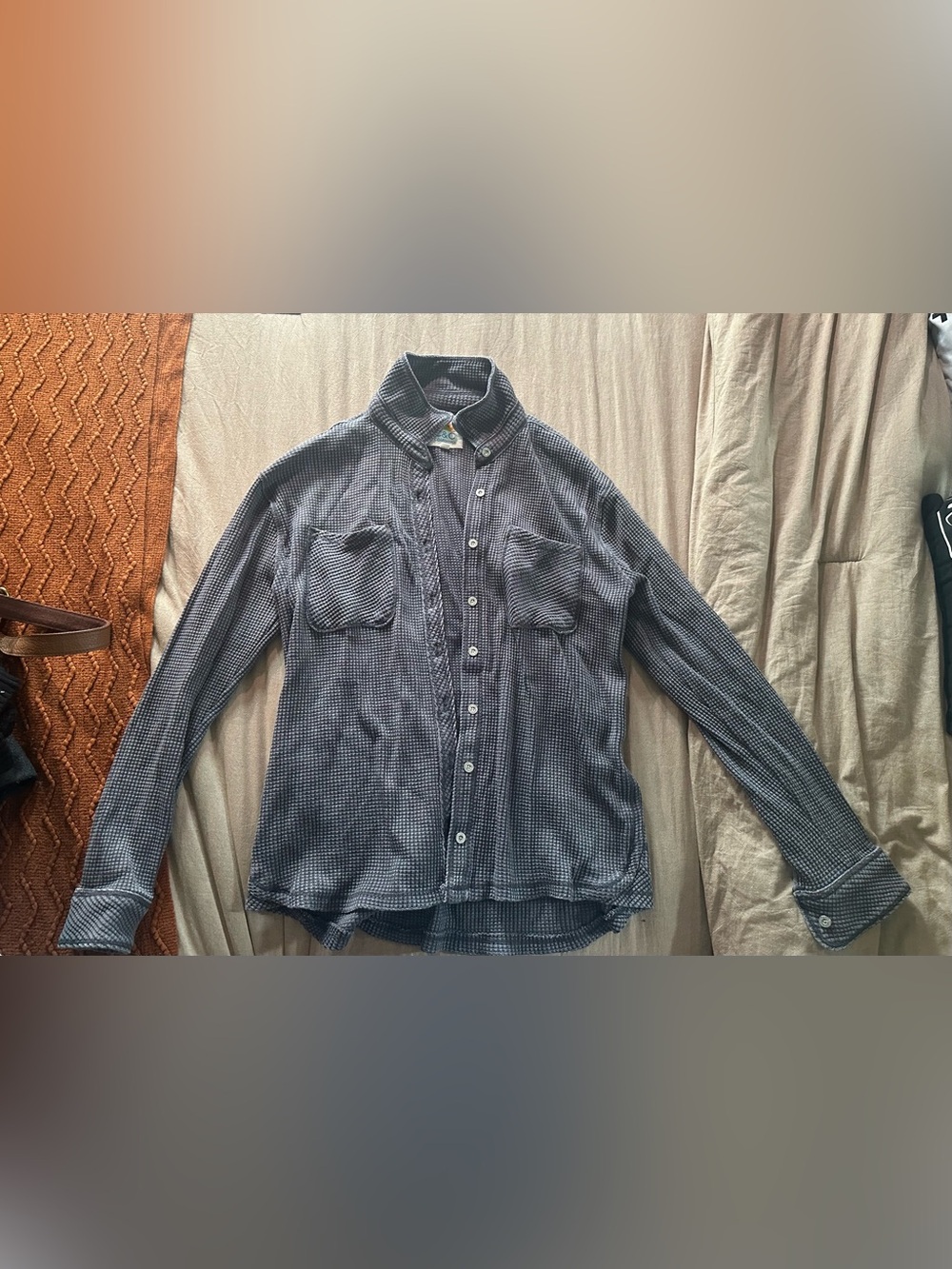 C&C California Navy Blue Waffle Button-Down Shirt